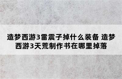 造梦西游3雷震子掉什么装备 造梦西游3天荒制作书在哪里掉落